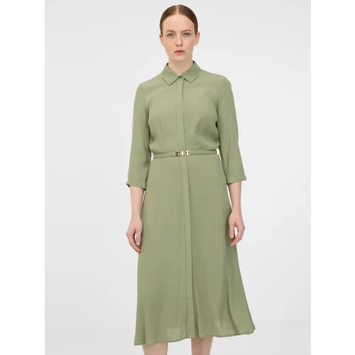 Orsay Khaki women's shirt midi dress - Women's