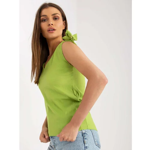 Fashion Hunters Light green airy top with V-neck RUE PARIS
