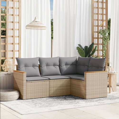  4-dijelni set vrtnih sofa s jastucima bež od poliratana Cijene