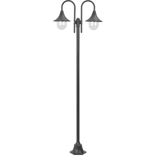 vidaXL Vrtna dvostruka stupna svjetiljka od aluminija E27 220 cm brončana