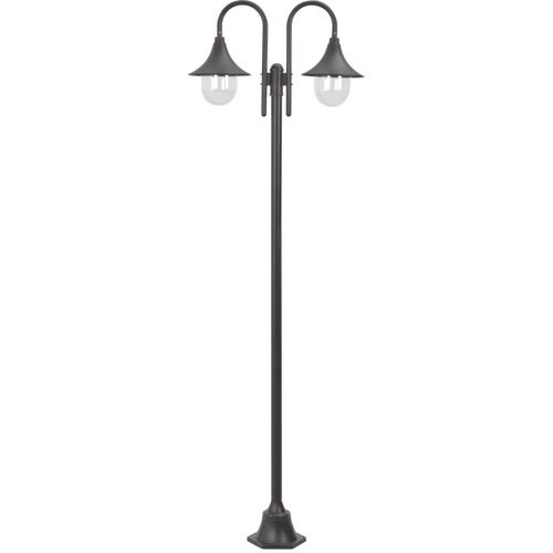 vidaXL vrtna ulična svetilka 220 cm E27 aluminij 2 svetilki bronasta Cene