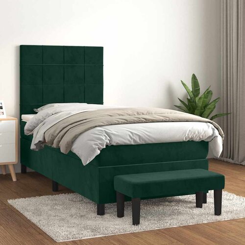 Box spring krevet s madracem tamnozeleni 90x200 cm baršunasti Cene