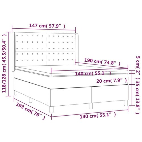 Krevet box spring s madracem LED plavi 140x190 cm od tkanine Slike