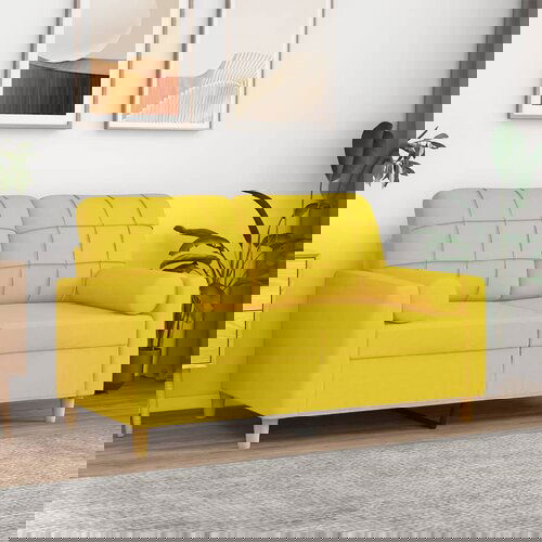vidaXL Dvosjed s ukrasnim jastucima svjetložuti 120 cm od tkanine Cene