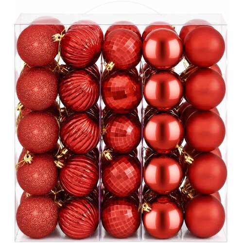  Set božićnih kuglica 75 kom. Crvena 6 cm Polistiren Slike