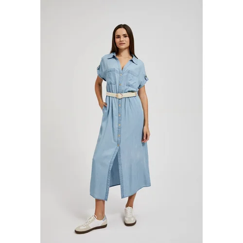 Moodo Women's midi shirt dress - light blue