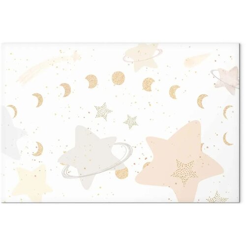  Slika - Fairy-Tale Galaxy - Phases of the Moon in Yellow Tones Among Stars in Beige and Ash Colors with Stardust 90x60 Na talija Slike