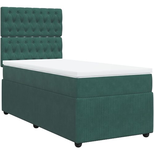 vidaXL Box spring postelja z vzmetnico temno zelen 90x190 cm žamet, (21305834) Cene