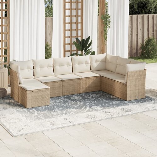 VidaXL 8-dijelni set vrtnih sofa od poliratana s jastucima bež Slike