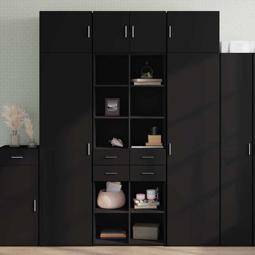  Visoka komoda crna 70 x 42,5 x 185 cm od konstruiranog drva Cene