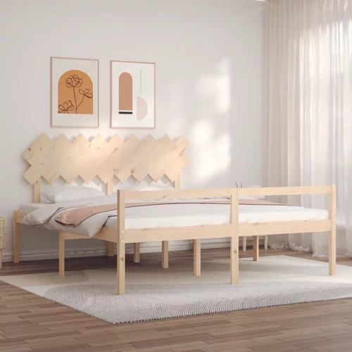 vidaXL Okvir kreveta s uzglavljem 6FT veliki bračni od masivnog drva