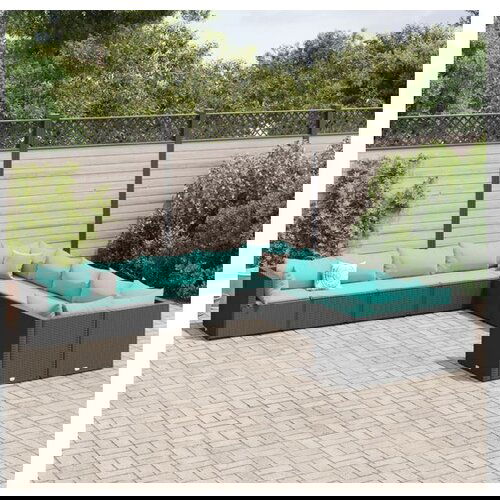 vidaXL Vrtna garnitura - 10-dijelni set vrtnih sofa s jastucima crni od poliratana - Crna i plava 10 Cene