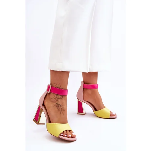 Boto PS1 Elegant High Heel Sandals Pink-Yellow Sorel