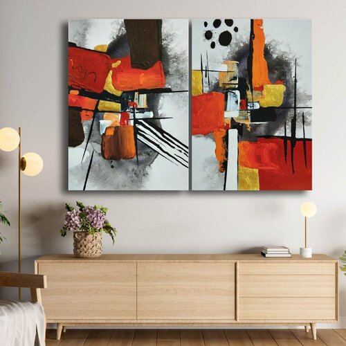 WALLXPERT 2P70100C016 Multicolor Decorative Canvas Painting (2 Pieces) Cene