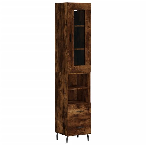 Maison Chic Visoka omara - Komoda - Predalnik dimljeni hrast 34,5x34x180 cm inženirski les, (21719620) Cene