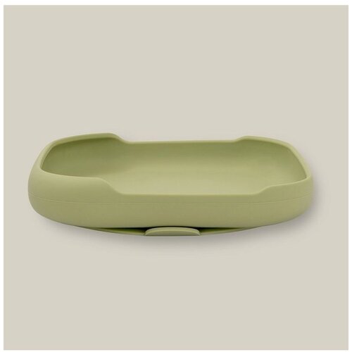 Interbaby silikonski tanjur s vakuumskom podlogom Olive Green Slike