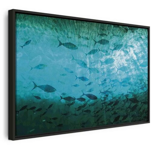  Slika - A shoal of dark fish 60x40 U crnom drvenom okviru Cene
