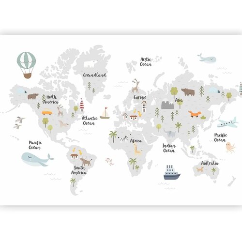  Foto tapeta - Minimalist Map for Children\'s Room 350x256 Vodootporna Cene