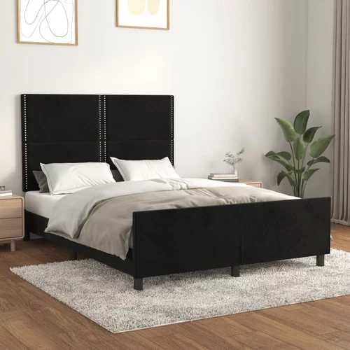vidaXL Okvir za krevet s uzglavljem crni 140x190 cm baršunasti