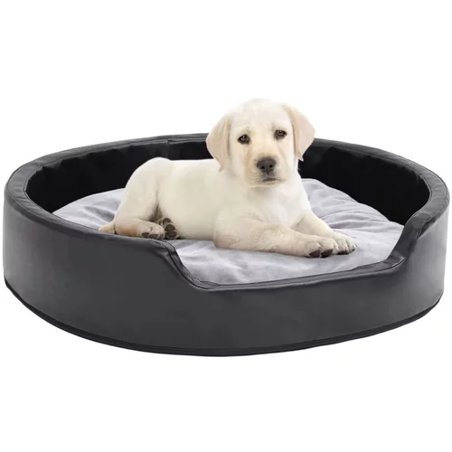 vidaXL pasja postelja črna in siva 79x70x19 cm pliš in umetno usnje