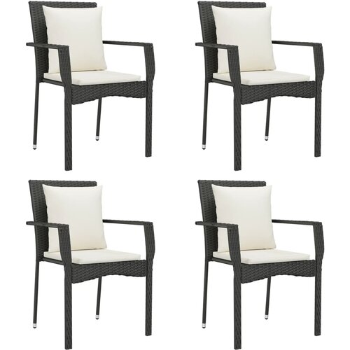 Maison Chic Vrtni stoli - Stol za vrt z blazinami 4 kosi poli ratan črni JS2237, (21876899) Slike