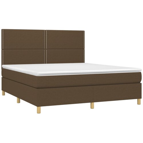  box spring s madracem LED tamnosmeđi 180x200 cm tkanina Slike