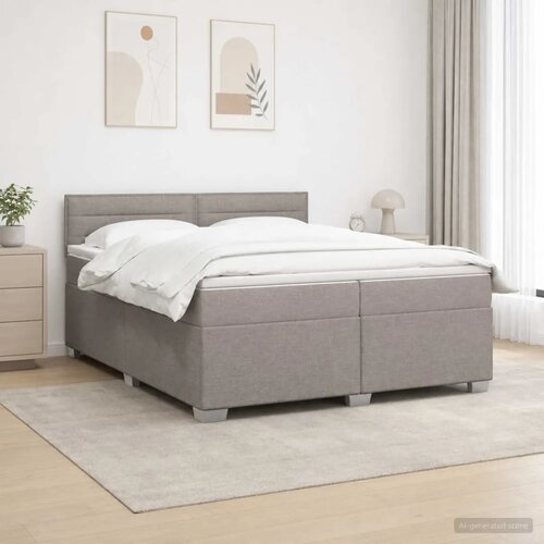  Boxspring krevet s madracem Sivosmeđa 200 x 200 cm Tkanina - Sivosmeđa 200 x 200 cm Dizajn linija Slike