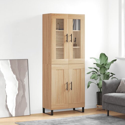 vidaXL Visoka komoda sonoma hrast 69,5x34x180 cm inženirski les Cene