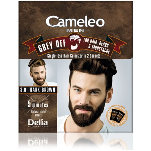 Delia Farba protiv sedih za kosu, bradu i brkove CAMELEO MEN 3.0 tamno smedja 2x15ml Slike