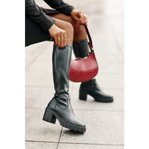 VINCEZA Knee High Eco Leather Heeled Boots Cene