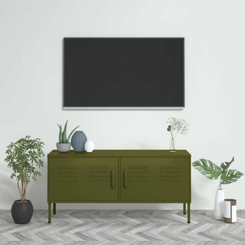 Furnova TV omarica olivno zelena 105x35x50 cm jeklo, (21924208) Cene