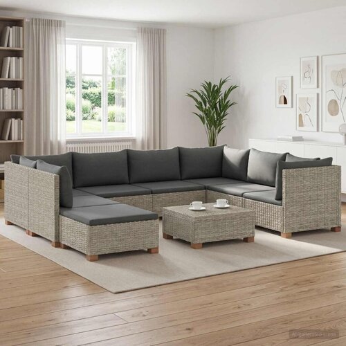 kom. Ratan Lounge Set s Jastucima GENDT Prirodni ratan - Kubu siva Cijene