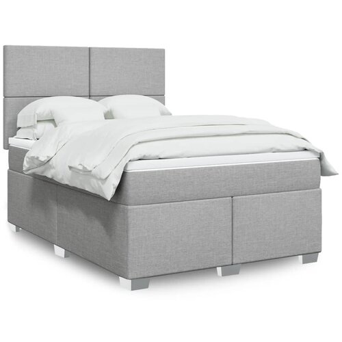 vidaXL Box spring posteljni z vzmetnico svetlo siv 140x190 cm blago Cene