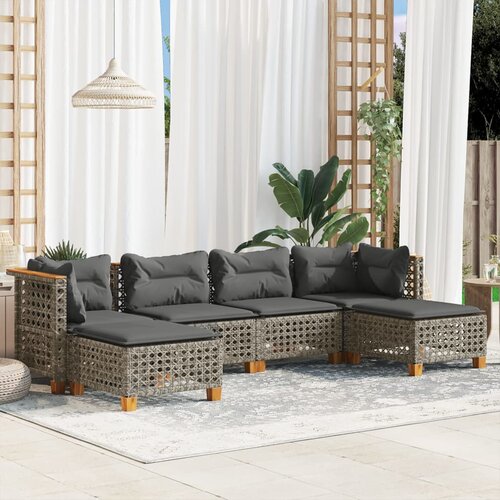 vidaXL 6-dijelni set vrtnih sofa od poliratana s jastucima sivi Cijene