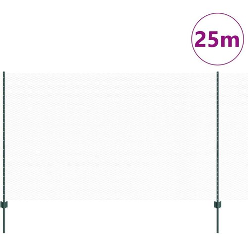 vidaXL Ograje Posti 5 kos U-Kanal Zelena 140 cm Kovina, &Scaron;esterokotna ograja Zelena 1.4x10 m Kovina Cene