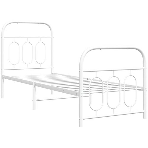  Metalni okvir kreveta uzglavlje i podnožje bijeli 75x190 cm Slike