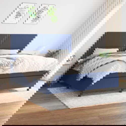  The Living Store Box spring postelja z vzmetnico modra 180x200 cm blago - Box Spring Postelja, (21450119) Cene