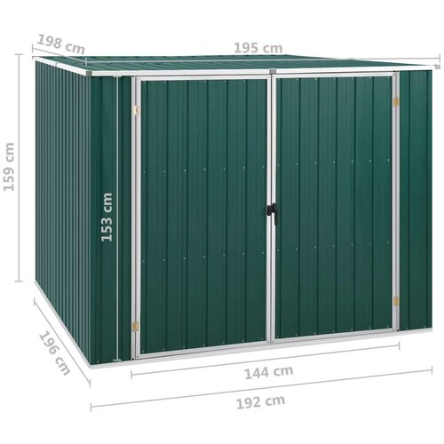VidaXL Vrtno spremi&amp;scaron;te zeleno 195 x 198 x 159 cm od pocinčanog čelika Slike