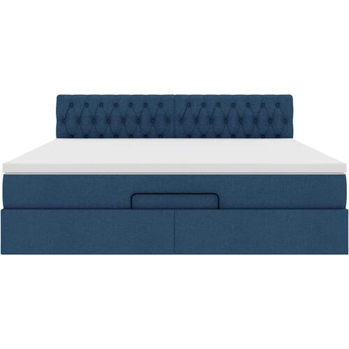  Otomanski krevet s madracem plavi 180x200cm od tkanine Slike