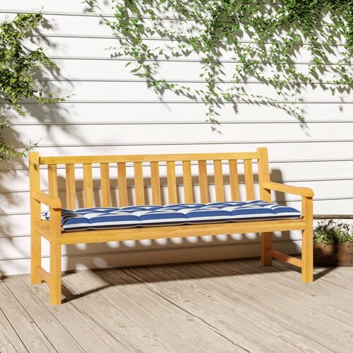 VidaXL Jastuk za vrtnu klupu plavo-bijeli prugasti 150x50x7 cm tkanina Slike