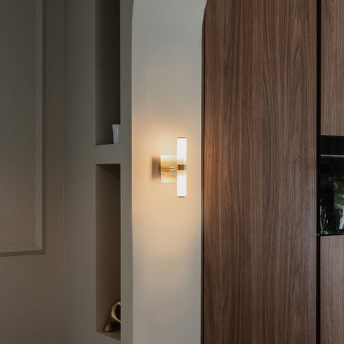 QAZQA Smart badkamer wandlamp goud IP44 2-lichts incl. 2 Wifi G9 - Bath Cene