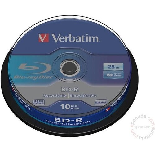 Verbatim BD-R SL 25GB 6x Printable 10 Pack Jewel Case 10 kom Slike