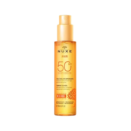 Nuxe Sun Tanning Sun Oil SPF50 vodootporno ulje za zaštitu od sunca protiv tamnih mrlja i starenja kože 150 ml