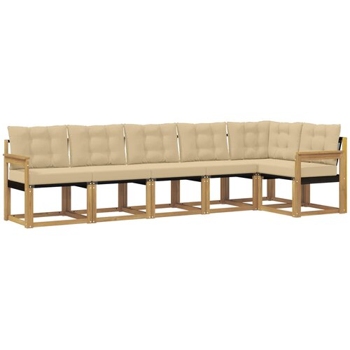 vidaXL Zunanja garnitura za sedenje z blazino 6 pcs Bela in bež, (5000280404) Cene