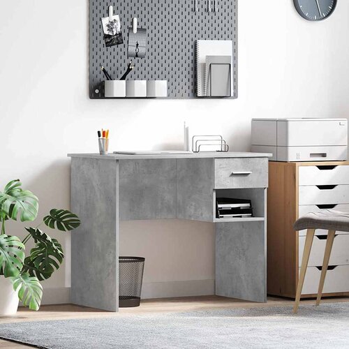  Stol s ladicama Betonski sivi 90 x 49 x 75 cm Konstruirano drvo Cene
