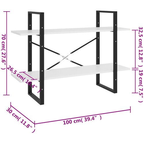  za knjige s 2 razine bijeli 100 x 30 x 70 cm drveni Slike
