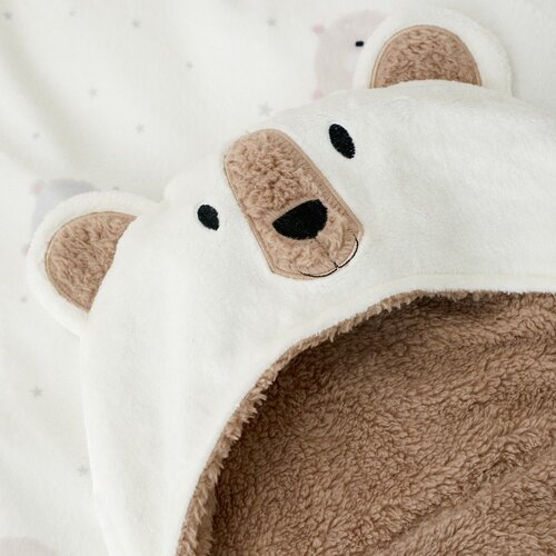 Catherine Lansfield Rjava/kremno bela otro&amp;scaron;ka odeja s kapuco iz mikropli&amp;scaron;a 90x125 cm Cosy Bear &amp;ndash; Slike