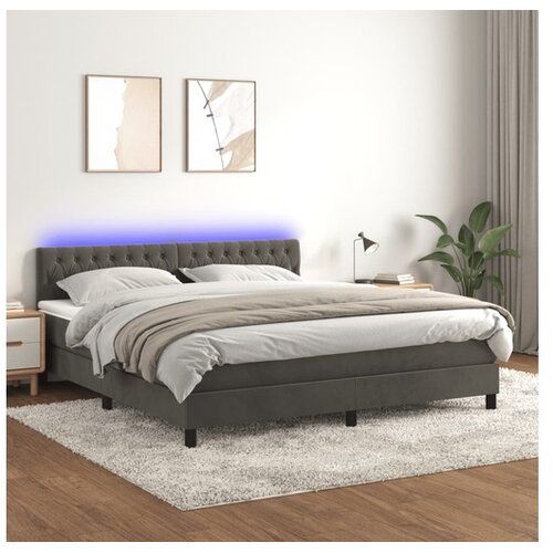  Box spring s madracem LED tamnosivi 160x200 cm baršun Cene