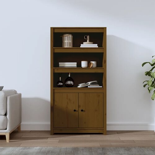 The Living Store Visoka omara medeno rjava 80x35x154 cm trdna borovina - Visoka Omara, (21435615) Slike