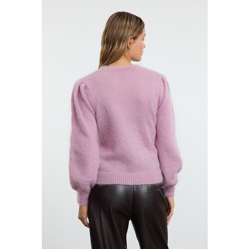 Trendyol Pink Fuzzy Flower Embroidered Knitwear Sweater Cene